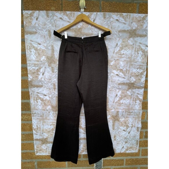 Aje Black Linen-Blend Elements Flared Pant, Brand Size 8 - Picture 10 of 12